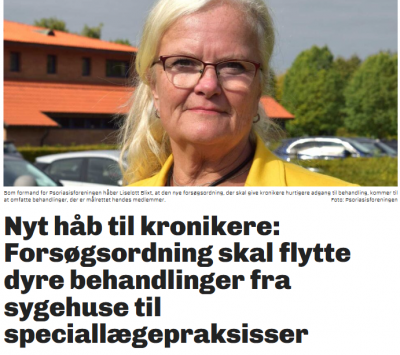 Skærmbillede af artikel med landsformand Liselott Blixt ved Dagens Medicin