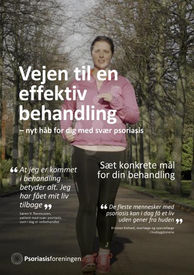 Grafisk opsætning af folderen med titel, citater og billede af kvinde i løbetøj.