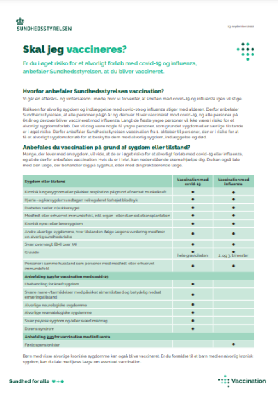 Sløret miniature-billede af sundhedsstyrelsens pjece: Skal jeg vaccineres? Vedr. COVID-19 vaccination efteråret 2022.