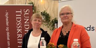 Landsformand Liselott Blixt med landsformand fra Eksemforeningen, Anne Vastrup, ved debat om håndeksem v. SundhedsTV/Sundhedspolitisk Tidsskrift.