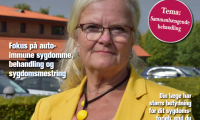 Skærmbillede af forsiden på Hud & Helse 4 2024 med billede af formand Liselott Blixt og overskrifter på artikler. 